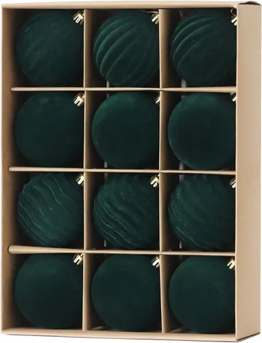 Vista 22 de Adornos de terciopelo de 3.15 pulgadas para árbol de Navidad, juego de 12 Azul empolvado