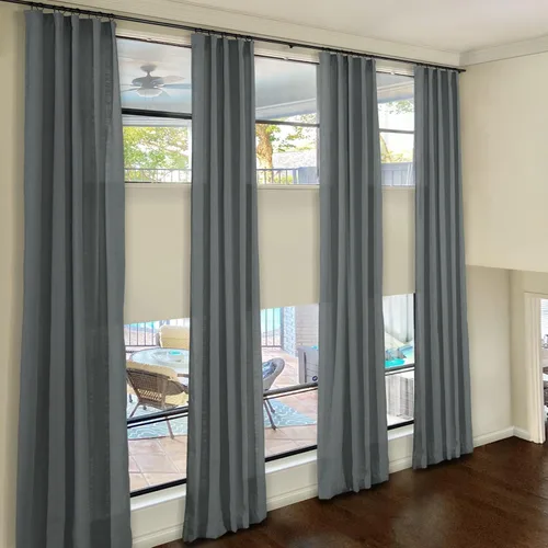 Vista 19 de ChadMade Cortinas de lino de 216 pulgadas de largo, 2 paneles de 52 pulgadas de ancho x 216 pulgadas de largo, color gris carbón, bolsillo para # 16