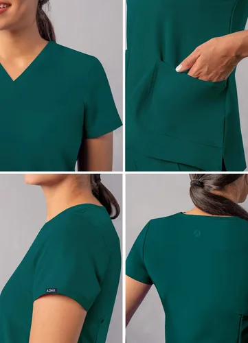 Vista 4 de Adar Addition - Ropa quirúrgica para mujer, moderna camiseta médica con cuello en V