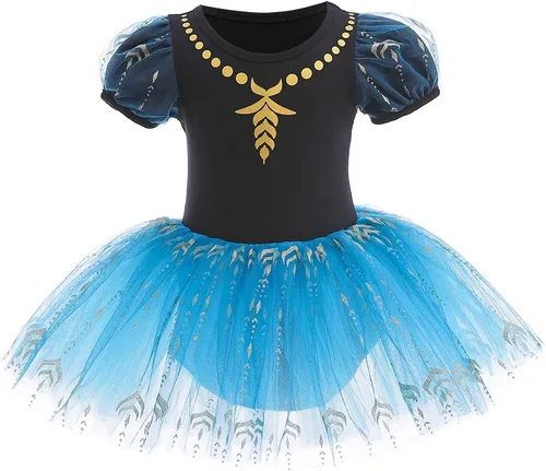 Vista 17 de Leotardos de princesa para niñas con falda de ballet y tutú para Halloween, Navidad, fiesta de cumpleaños, vestido elegante