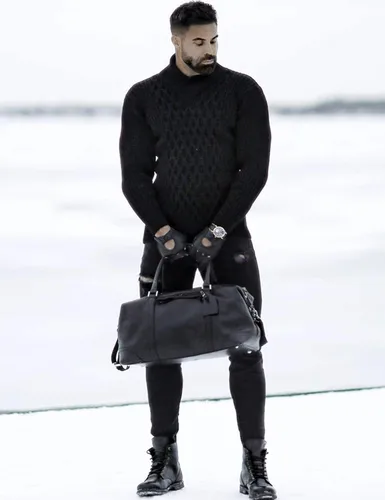 Vista 2 de COOFANDY Suéteres de punto de diamante para hombre, suéter de punto elegante y ligero