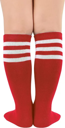 Vista 6 de Zando Calcetines de fútbol para niños, calcetines altos hasta la rodilla para niños y niñas, transpirables para niños y jóvenes, calcetines
