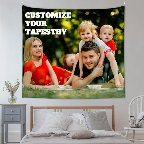 Vista 8 de XIAYUEHUA Bandera de fondo personalizada para subir imagen de tapiz personalizado para dormitorio, pancartas y letreros personalizados para colgar
