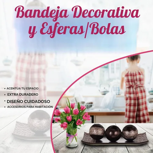 Vista 4 de HomeRoots Bolas de bandeja y orbes Decoración de mesa de centro de mesa Decoración del hogar Bolas de detalles decorativos para sala de estar