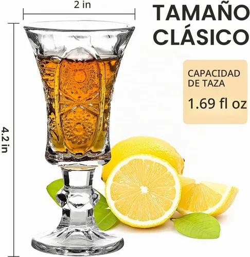 Vista 2 de Glsairy Vasos Cordiales Redondos de 1.3 Onzas, Vasos de Jerez Sin Plomo, Vasos de Chupito Transparentes de Base Pesada (Juego de 12)