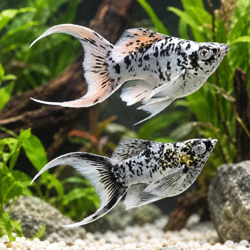 Vista 3 de Swimming Creatures™ 4 Lyretail Balloon Molly (Poecilia sphenops) Peces de acuario vivos de agua dulce – Variedad mixta colorida – Colores Molly