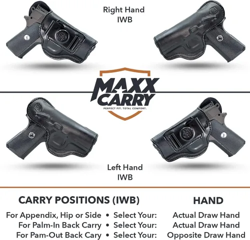 Vista 3 de Maxx Carry Dentro de la funda de cuero de la cintura se adapta a Kimber Ultra Carry II. Funda IWB.