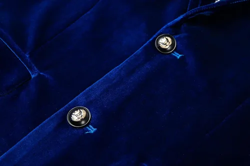 Vista 4 de THWEI Blazer de terciopelo para hombre, chaqueta de traje sólido de moda ajustada