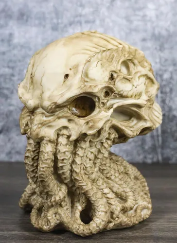 Vista 9 de Ebros Gift Figura de escritorio de calavera alienígena The Call of Cthulhu, 8 pulgadas de alto, monstruo marino gigante Kraken, escultura de pulpo