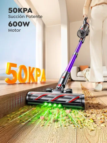 Vista 2 de INTETURE Aspiradora Inalámbrica, 600W 50KPA 65 Min Aspiradoras para el Hogar, Aspiradora de Palo Anti-Enredos con Pantalla Táctil, Carga con Montaje