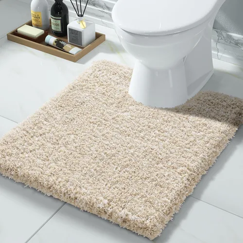 Vista 34 de Yimobra Alfombras de baño en negro y blanco antideslizantes lavables, tapetes de baño ultra suaves y absorbentes de agua, alfombra de ducha suave
