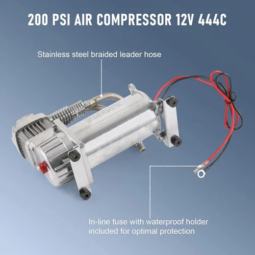 Vista 5 de DICMIC Compresor de aire de cromo de 12V 444C 200 PSI para automóvil/motocicleta