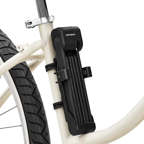 Vista 3 de Retrospec Fortitude - Candado plegable para bicicleta, antirrobo, barras resistentes a cortes de acero recubierto de 0.197 in, bloqueo resistente a