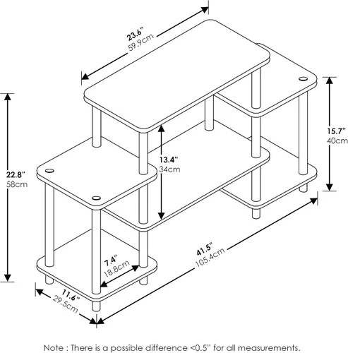 Vista 3 de Furinno Turn-N-Tube - Soporte para TV y mesa auxiliar