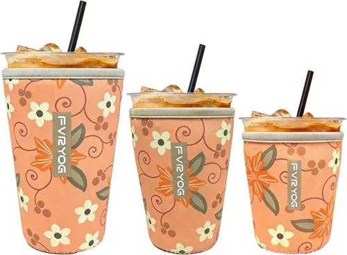 Vista 115 de Fundas de neopreno reutilizables aisladas para café helado, fundas para tazas de café helado, fundas para bebidas heladas y calientes
