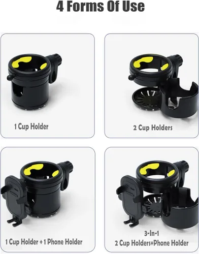 Vista 8 de Paquete combinado de movilidad 3 en 1, gancho, teléfono y portavasos para caminante, soporte portátil para bebidas para silla de ruedas y cochecitos