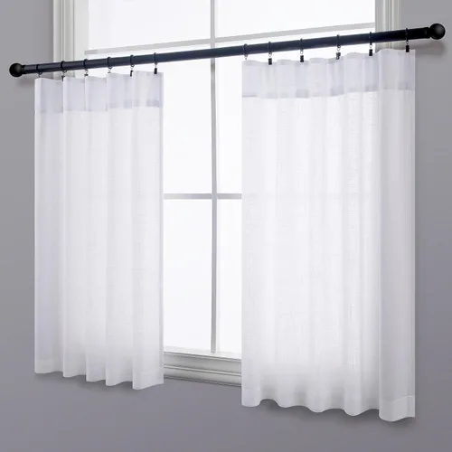Vista 25 de Pitalk Cortinas de lino para café de 24 pulgadas de largo, con bolsillo trasero, plisadas, estilo bohemio, granja, cocina, cortinas para ventana