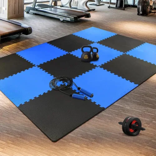 Vista 2 de American Floor Mats - Esteras entrelazadas para gimnasio y ejercicios: Azulejos de espuma premium, azulejos de espuma de madera, azulejos de espuma