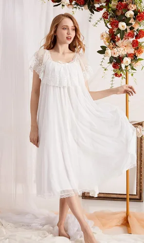 Vista 2 de Sharebeauty Camisón estilo palacio victoriano vintage súper suave modal viscosa rayón