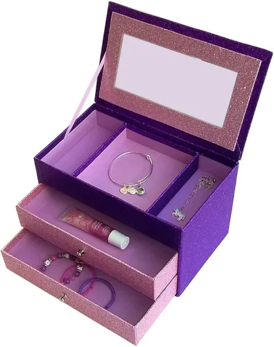 Vista 4 de Sparkle Glamour Joyero Organizador (morado con cajones rosados)