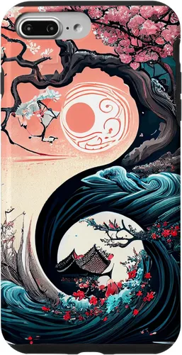 Vista 12 de Funda para iPhone 11 Pro Max Yin Yang Cherry Blossom Bonsái y Great Wave