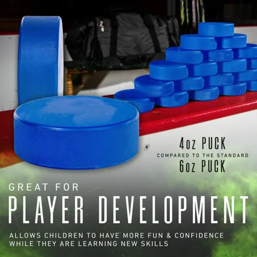 Vista 4 de TronX Blue Mite - Discos de hockey sobre hielo Paquetes de 6 y 12 Blue Mite Youth - Pucks oficiales de hockey sobre hielo de 4 onzas