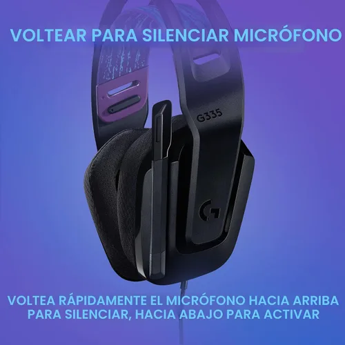 Vista 5 de Logitech G335 - Auriculares para juegos con cable, con micrófono abatible para silenciar, conector de audio de 3.5 mm, almohadillas de espuma