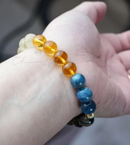 Vista 172 de Precious Gemstone Natural Crystal Healing Bracelet, Rutilated Quartz, Moonstone, Quartz Handmade Original Design Bracelet