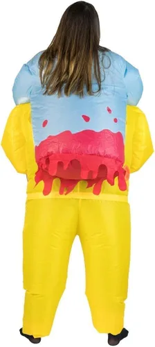 Vista 8 de Disfraz inflable de zombi de peligro amarillo para adultos (talla única)