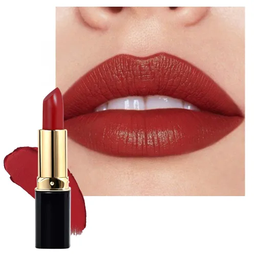 Vista 12 de evpct Lápiz labial mate aterciopelado rojo rubí para mujeres mayores, de larga duración, cremoso y sedoso, de larga duración, impermeable, a prueba