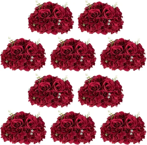 Vista 37 de NUPTIO Ramo de Arreglo de Bolas de Flores - 10 Piezas de 14.2 pulgadas de Diámetro Bolas de Flores Falsas Rosas Rosadas para Centros de Mesa