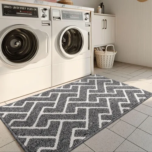 Vista 27 de Juegos de alfombras de cocina de 2 piezas - Alfombras de cocina antideslizantes coloridas para piso - Gruesas, alfombra decorativa de piso de cocina