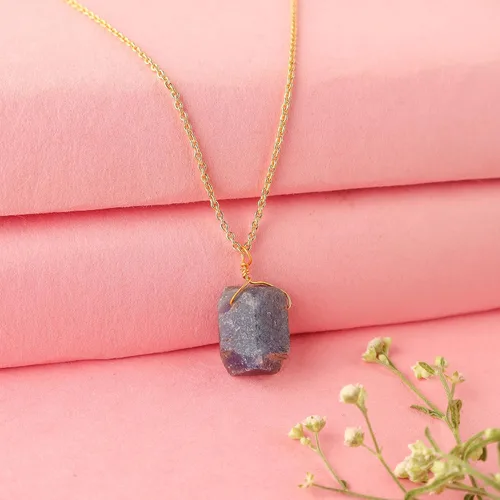 Vista 3 de Collar de cristal crudo, collar de piedra áspera, delicado colgante de piedra, cristales curativos para belleza, amor y energía positiva, regalo