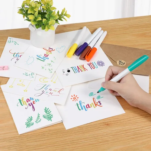 Vista 5 de Ohuhu 144 tarjetas de agradecimiento a granel con sobres, juego de notas de agradecimiento con elegantes 8 diseños de arcoíris coloridos, tarjeta