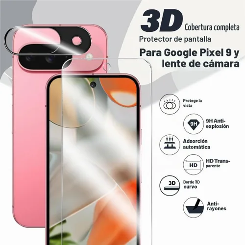 Vista 2 de BIGFACE Protector de pantalla de vidrio templado para Pixel 9 + protector de lente de cámara [2 + 2 unidades]