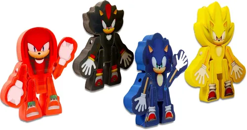 Vista 2 de Sonic The Hedgehog Bolsa ciega para fiestas de cumpleaños de niños, paquete con 6 paquetes de Sonic Mystery con figuras y bolsas de botín