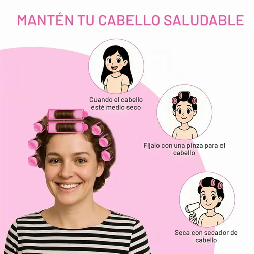 Vista 3 de 60 Piezas Rodillos de Espuma para Cabello - Rizadores Suaves para Dormir para Peinado del Cabello (0.59 pulgadas, Rosa)