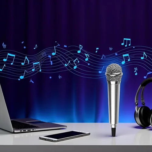 Vista 3 de Mini micrófono de canto plateado para teléfono karaoke micrófono de condensador de 0.138 in micrófono mini micrófono de mano para teléfono móvil