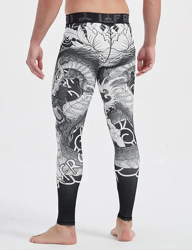 Vista 5 de LAFROI Mallas de compresión de secado rápido para hombre, leggings de cintura YSK08