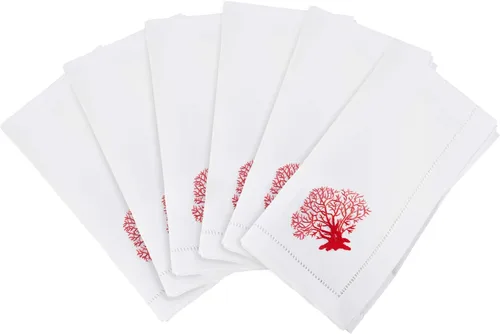 Vista 81 de Juego de 6 servilletas bordadas de magnolia hechas a mano con borde cosido