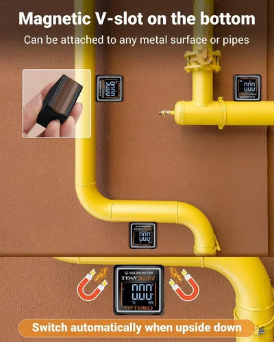 Vista 5 de Buscador de ángulo digital ultra pequeño nivel magnético, cubo de ángulo recargable, medidor de inglete de sierra de mesa, inclinómetro electrónico