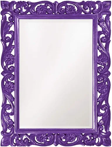 Vista 12 de Howard Elliott Chateau Rectangular Hanging Wall Mirror, Scroll Work Frame, Black, 31.5 x 42 Inch