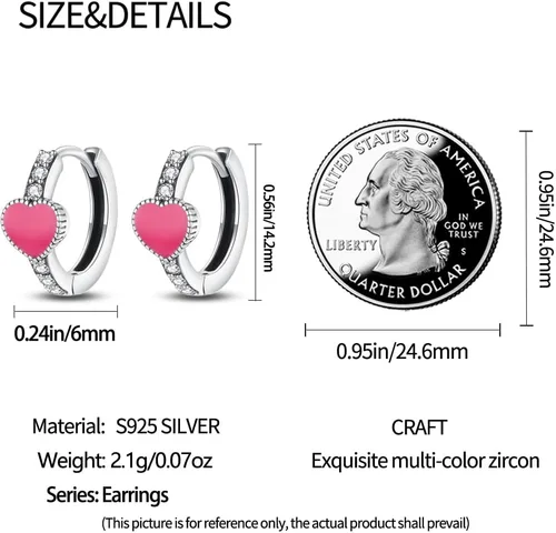 Vista 5 de Aretes para mujer, de plata 925, hipoalergénicos, para aniversario, regalo para mujer
