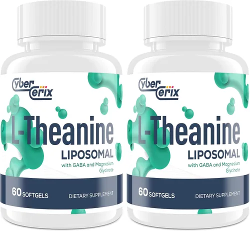 Vista 8 de CyberCerix L-teanina liposomal 500 mg, complejo con GABA 200mg y magnesio 100 mg, suplemento extra fuerte para calma, relajación y concentración