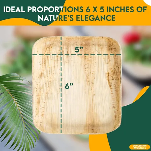 Vista 2 de Concession Essentials Platos de hoja de palma (25 unidades) – Vajilla desechable, platos compostables y biodegradables