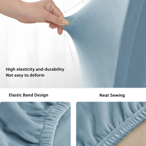 Vista 3 de Juego de 6 fundas de terciopelo para sillas con respaldo alto, fundas elásticas para silla, lavables, extraíbles y lavables, fundas de asiento