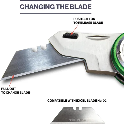 Vista 7 de Excel Blade Revo – Cúter plegable con mango, seguro y clip