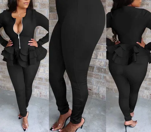 Vista 2 de Conjunto deportivo de dos piezas con cremallera y leggings ajustados para mujer