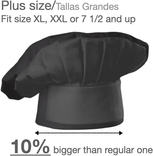 Vista 2 de Urby Sombrero de chef extra grande similar a la talla XL, XXL o 7 12 y más. Gran comodidad para chefs con cabeza más grande o más grande