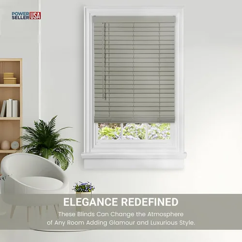 Vista 8 de PowerSellerUSA Persianas sin cordones, privacidad y oscurecimiento de la habitación, mini persiana de madera sintética de 2 pulgadas, tratamiento